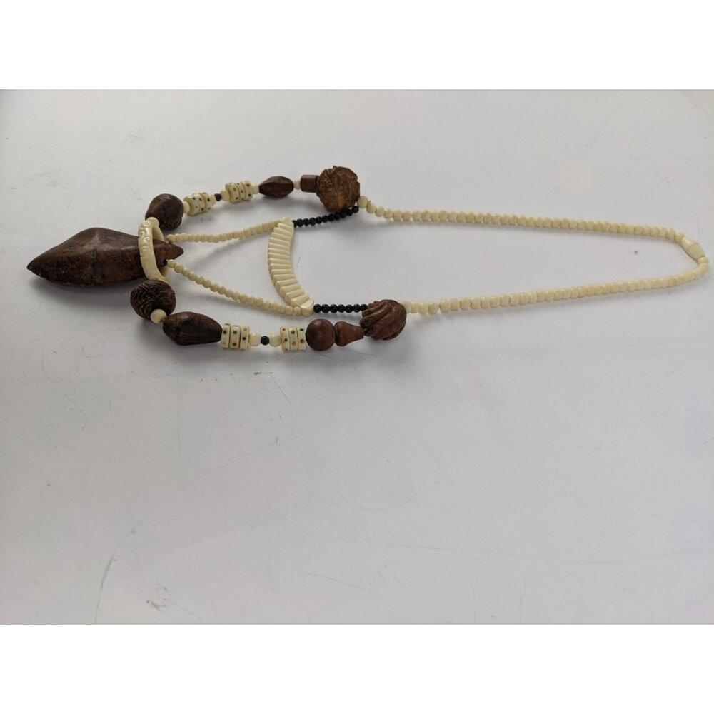 Vintage Burl Wood Seeds Lacquerware Natural Bohemian Boho Necklace Hippie - Picture 4 of 9